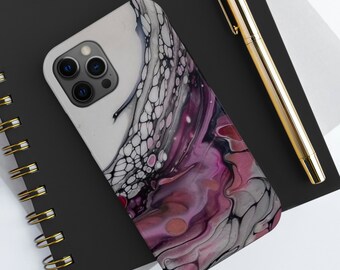 Pink Swirl Tough Phone Case, Abstract Art Protective Case