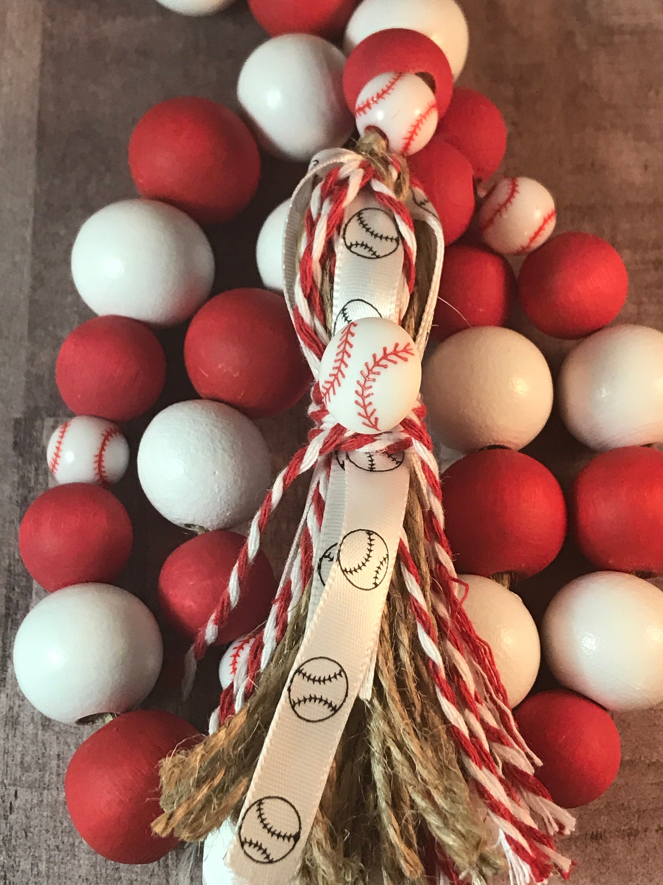Baseball and Softball Wood Bead Garland / Play Ball / Tassel Etsy
