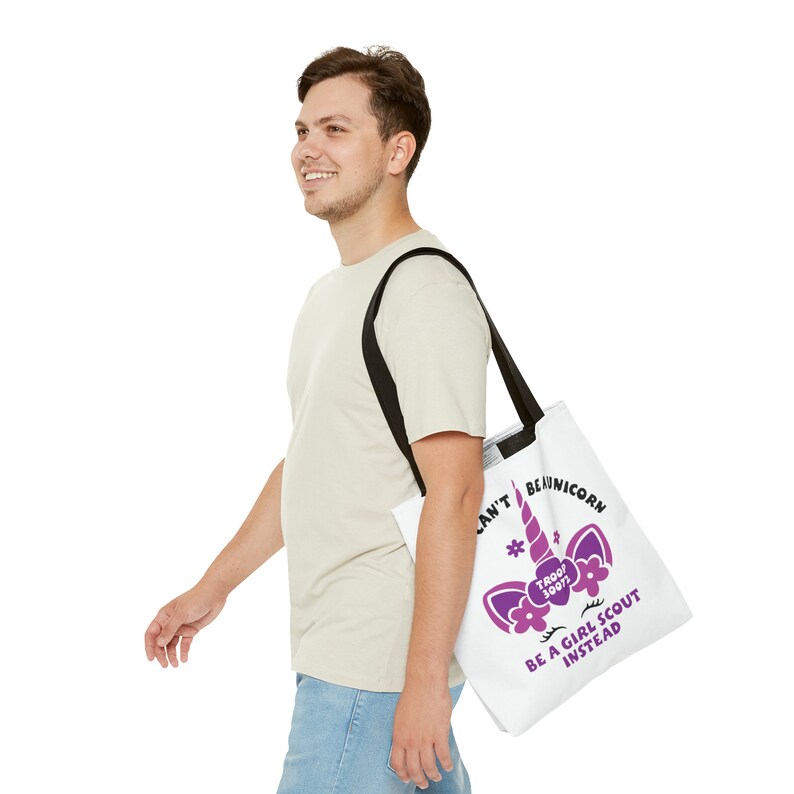 Personalized Girl Scout Unicorn Tote Bag, Troop Number image 6