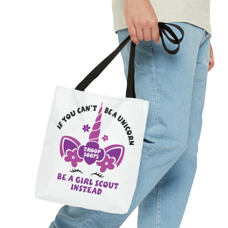Personalized Girl Scout Unicorn Tote Bag, Troop Number image 7