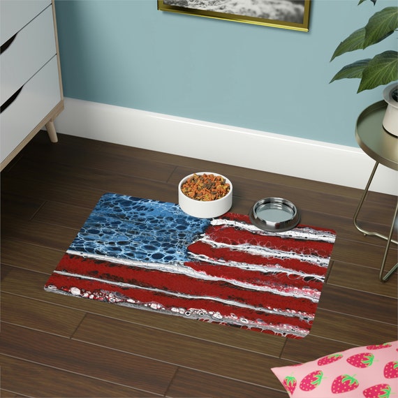 American Flag Pet Food Mat 12x18, Pet Bowl Mats, Dog Lover Gift, Cat Lover  Gift, Pet Placemat, Water Bowl Mat, Food Bowl Rug 