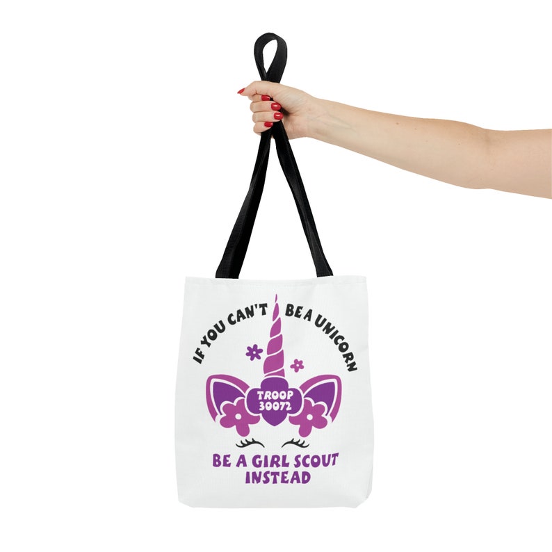 Personalized Girl Scout Unicorn Tote Bag, Troop Number image 2