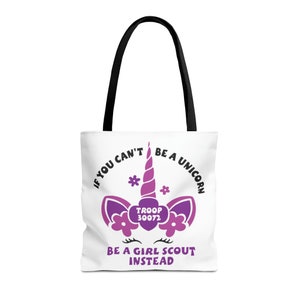 Personalized Girl Scout Unicorn Tote Bag, Troop Number image 4
