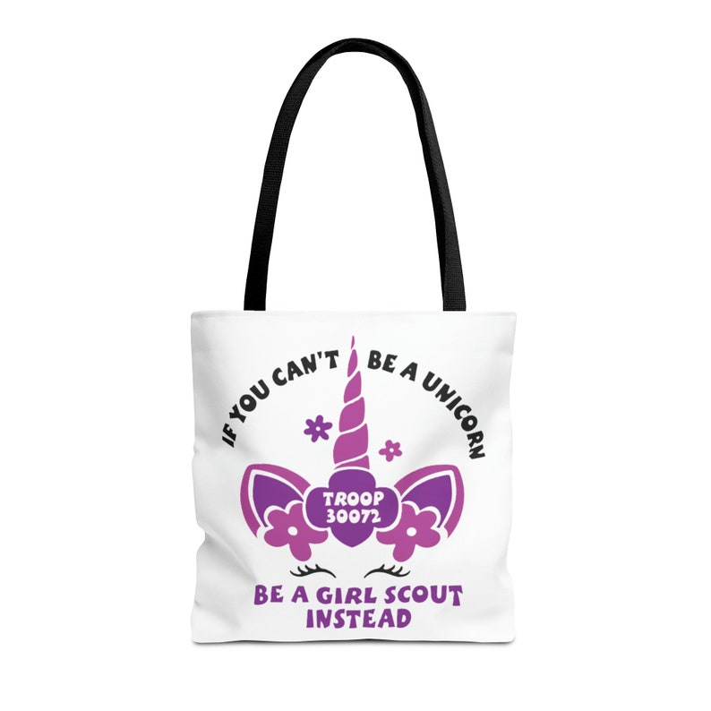Personalized Girl Scout Unicorn Tote Bag, Troop Number image 4