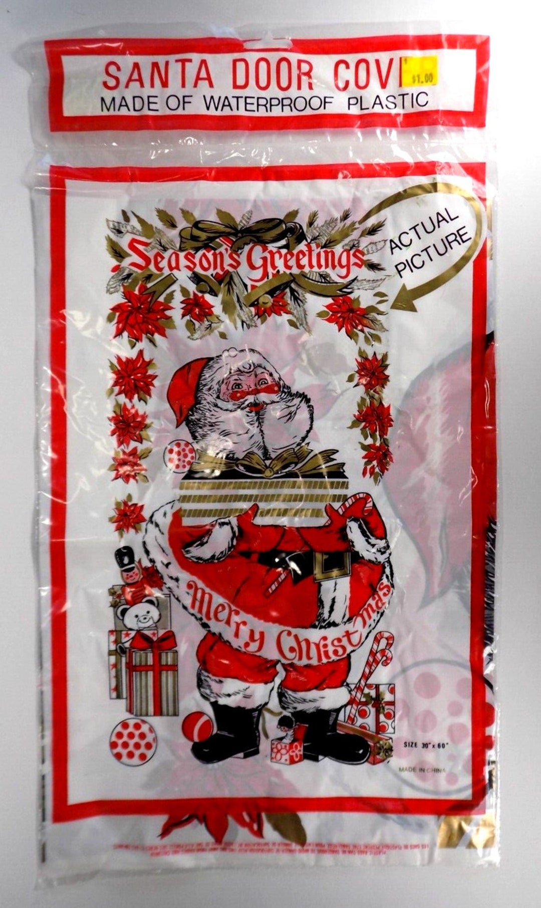 Santa Claus Waterproof Plastic Door Cover Christmas Decoration Etsy