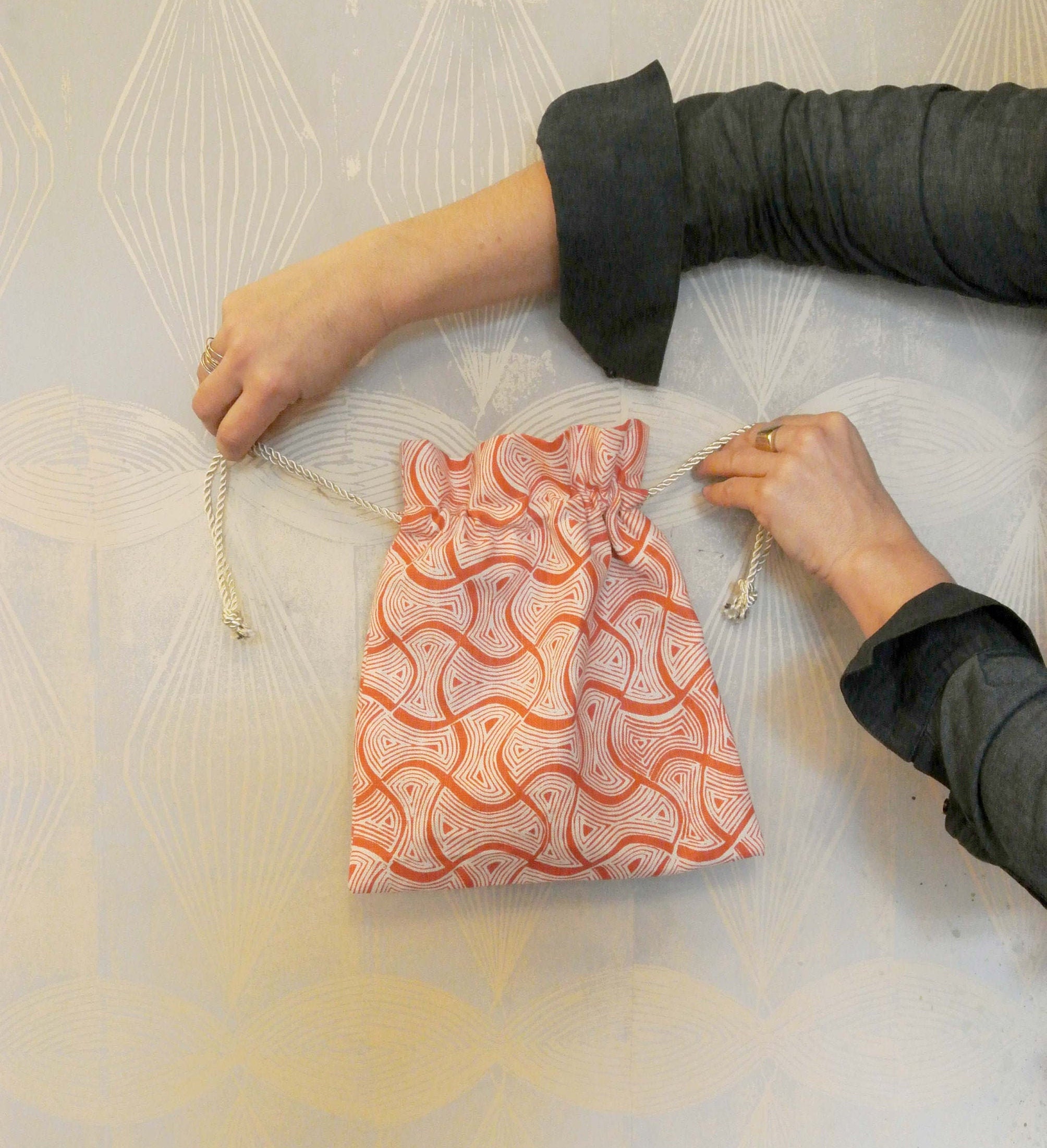 Handprinted Draw-string Bag - Etsy