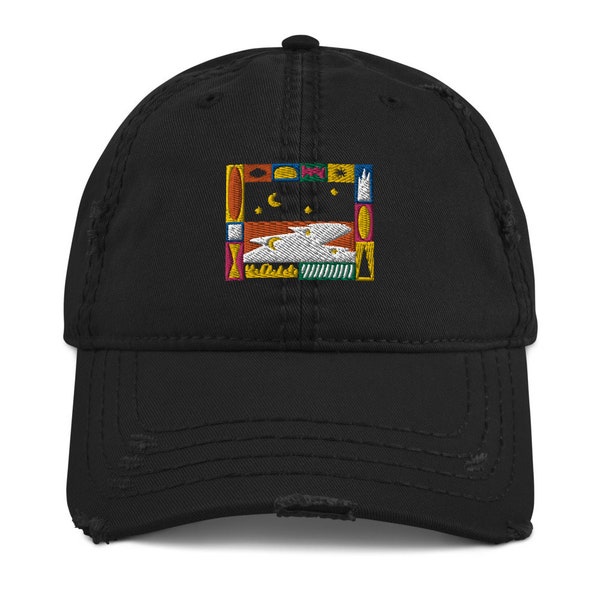 Trucker Hat / Distressed Dad Hat / Baseball Hat / Illustration Headpiece / Birthday Gift / Art Hat / Embroidered Baseball Hat