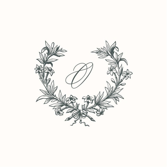 Floral Monogram Wedding Wreath Instant Digital Download Etsy