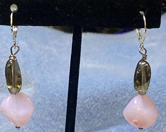 Pink glass bead earrings