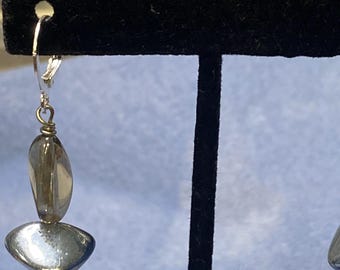 Silver glass bead earrings