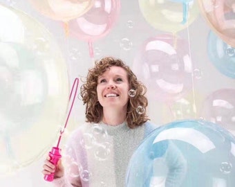 CRYSTAL CLEAR balloons - clear and colored transparent balloon - bubble balloon -bobo balloon-clear balloon-  18" and 36"