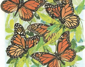 Vintage Monarch Butterfly Art: High-Res Collage Image (Digital Download)