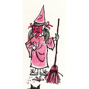 DIGITAL DOWNLOAD Witch Mask Halloween Clip Art Black Cat Broom Stick Pink Card Image Scrapbooking Invitation Halloween Art Old Hag