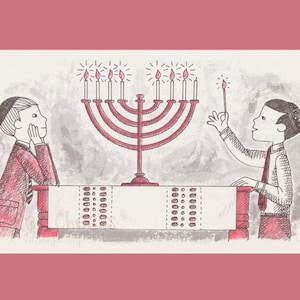 Download digitale di Hanukkah Chanukah bambini religiosi Menorah Yamaka Hi Res colorato ad alta risoluzione Craft Supply Clip Art Immagine