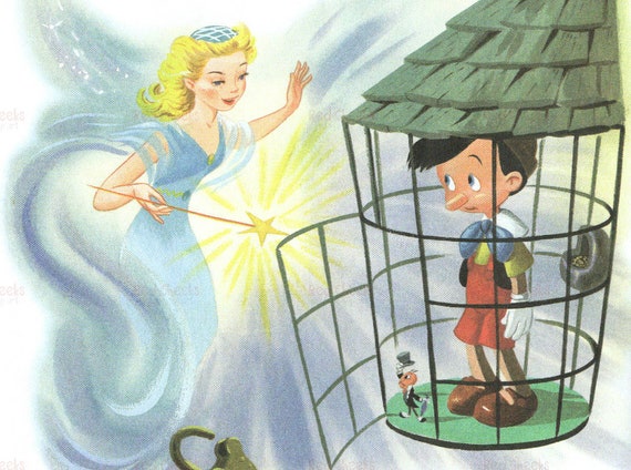 Digital Download Of Vintage Disney Pinocchio In Cage The Blue Etsy Canada