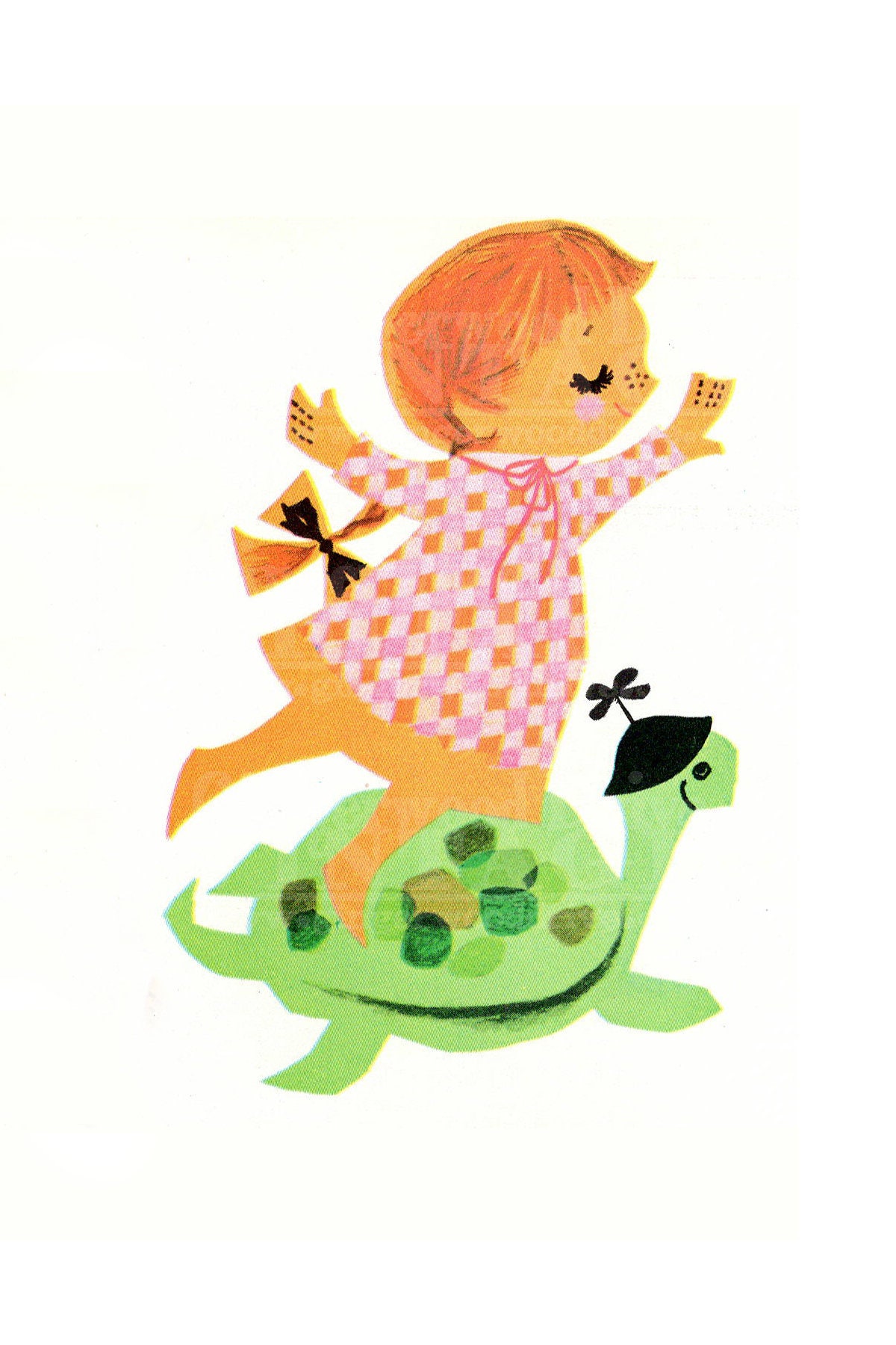 Ladies Riding Turtle Vintage Girl Riding Turtle Illustration (digital Download) - Etsy