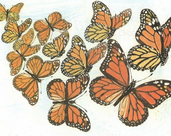 Vintage Monarch Butterfly Art Collage (Digital Download)