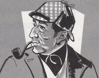 Vintage Sherlock Holmes Graphic: Detective Clip Art (Digital Download)