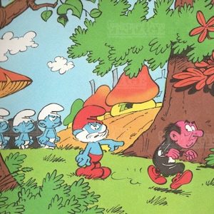 Digital Download of Vintage Smurfs Gargamel Mushroom Papa Smurf Colurful Cute High Res Craft Supply Clip Art Story Book Image 80s 1980s