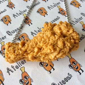 フライドチキンレッグ/ドラムスティックの楽しいパーティー用ペンダント。リアルな食べ物ネックレス 24インチ