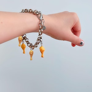 Fried Chicken Charm Bracelet: 3D Printed Fast Food Jewelry