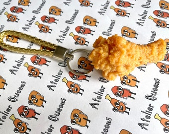 Portachiavi realistico a forma di pepita di pollo, regalo
