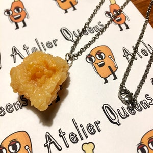 Popcorn chicken Pendant Actual size for fun and parties Realistic food Necklace 24&quot; with pouch