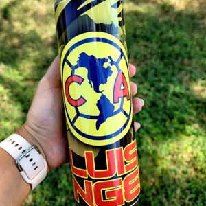 Club America 20 oz Skinny Straight Tumbler Aguilas Del America Logo Futbol Mexicano Soccer Liga MX Custom Personalized Gift Present
