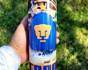 Pumas Del UNAM 20oz 30oz Skinny Straight Tumbler Logo Futbol Mexicano Soccer Liga MX Custom Personalized Gift Present
