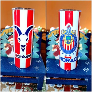 Chivas De Guadalajara 20 oz Skinny Straight Tumbler Mexico Futbol Soccer Club Deportivo Guadalajara Liga MX Personalized Gift Present
