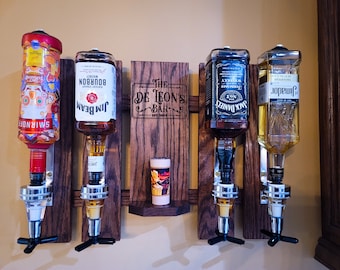 Wall Mount Liquor Dispenser Whiskey Dispenser Tequila Dispenser Bourbon Dispenser Bar Decor Man Cave Personalized Dispenser Fathers Day Gift