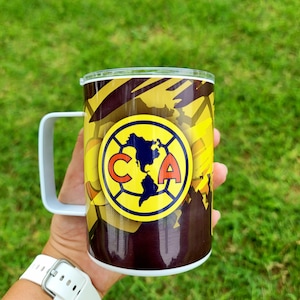 Club America 10 oz Insulated Coffe Mug Aguilas Del America Logo Futbol Mexicano Soccer Liga MX Custom Personalized Gift Present