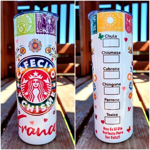 Cafecito Y Chisme 20oz Skinny Tumbler Colorful Mexican Theme Banner ...