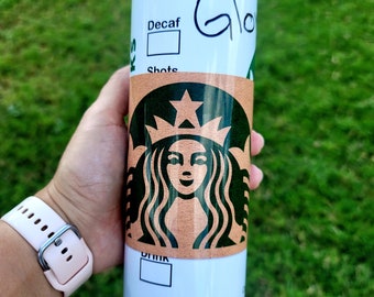 Starbucks Glow In The Dark 20oz Skinny Tumbler Coffee Drink Name Personalized Gift