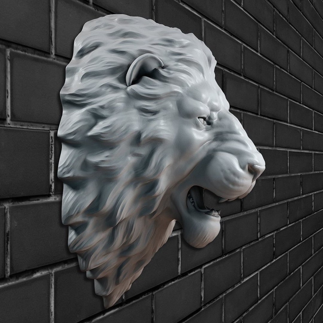 Lion Head Wall Decor Sculpture, Modern Fiberglass Lion Head Figure, 3D Lion Home Decor Etsy