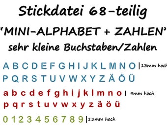 Embroidery file Mini Alphabet + Numbers 68-Parent Abc embroidery design mini font