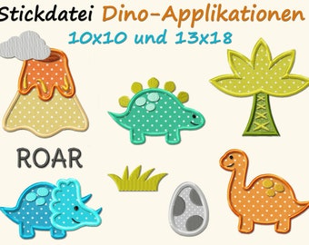 Archivo de bordado DINO-APLICACIONES Dinosaurios Dinos bordado diseño rugido