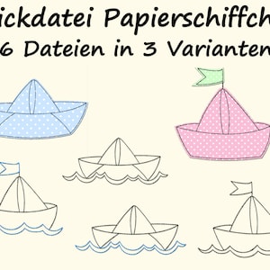 Embroidery file PAPER SHIP Paper Ship Boat Sea embroidery design nautical maritime paper ship redwork