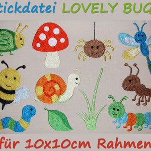 Stickdatei LOVELY BUGS Insekten Käfer Biene Pilz Bild 3