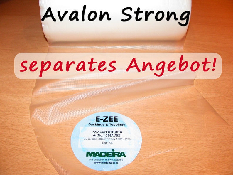 4 m Embroidery Film Avalon Film 20 my Madeira Water-soluble Embroidery Film Machine Embroidery Avalon image 3