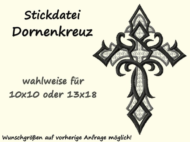 Stickdatei DORNENKREUZ Kreuz Cross Religion Tribal Religion Taufe Konfirmation Kommunion Ostern Gothic Bild 1