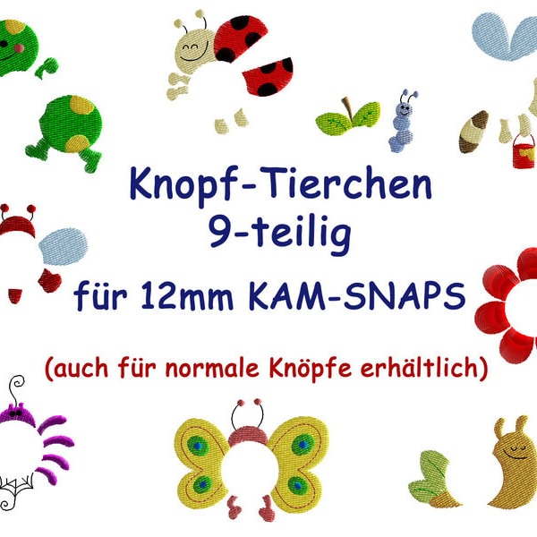 Stickdatei Knopf-Tierchen 9-Teilig KamSnaps (TM) embroidery design knöpfe buttons kinder child children