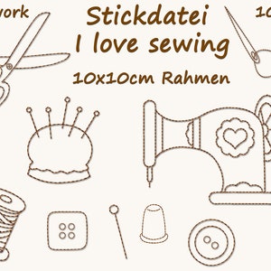 Embroidery file I LOVE SEWING sewing machine embroidery design quilting redwork embroidery pattern