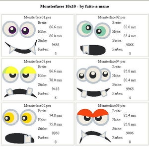 Stickdatei MONSTERFACES Monster Gesicht Face Jungs machine embroidery design children Bild 2