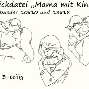 Borduurvijl moeder met kind baby kinderen liefde moeder borduurwerk ontwerp moeder om kind liefde moeder schattig mooie jeugd geliefde omhelzing