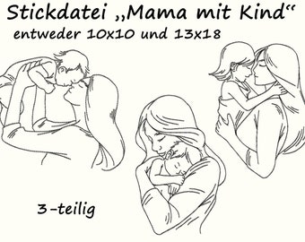 Stickdatei Mama Mit Kind Baby Kinder Liebe Mutter embroidery design mom to be child love mother cute lovely childhood beloved embrace