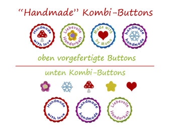 Stickdatei HANDMADE-BUTTONS  Kombi-Set  12-teilig Applikation Embroidery design combine lables