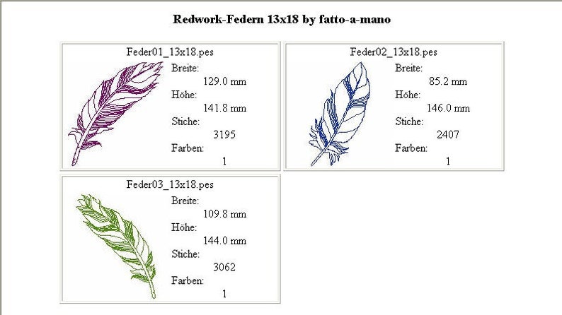 Embroidery file REDWORK-SPRING FEATHERS Feathers Redwork image 2