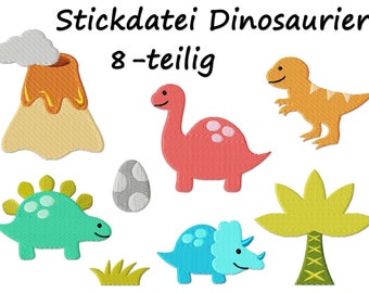 Stickdatei DINOSAURIER ausgestickt Füllstich Dinos Dino Stickmuster Roar Dinosaur