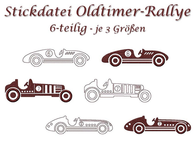 Stickdatei OLDTIMER-RALLYE Männer Autos Cars Mann Bild 1